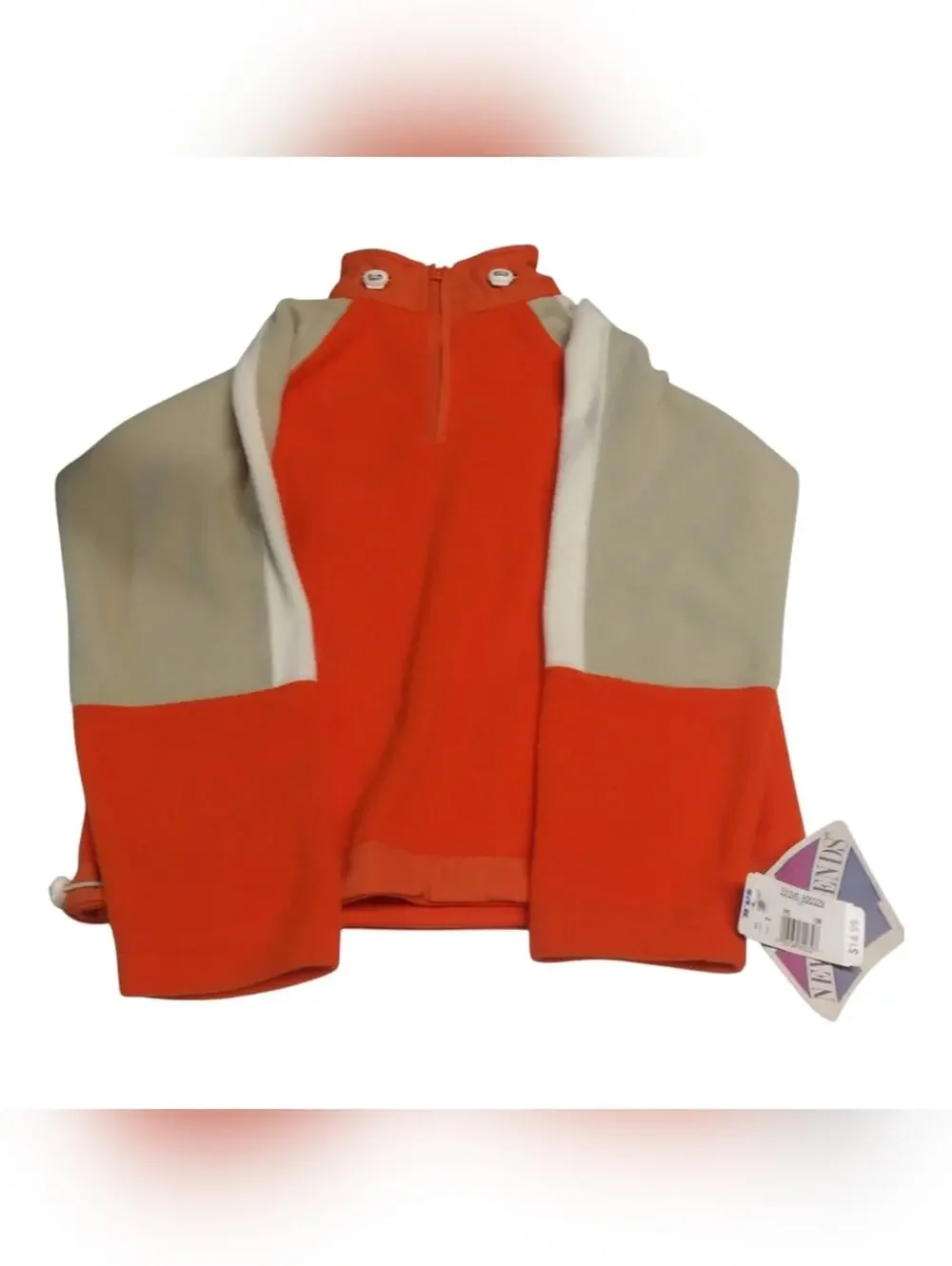 New Legends Vintage Colorblock Orange & Cream Fleece Pullover Boys Size 7